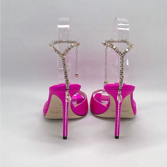 Jimmy Choo Saeda Satin Crystal Ankle-Strap Sandals size 38 - Picture 8 of 14